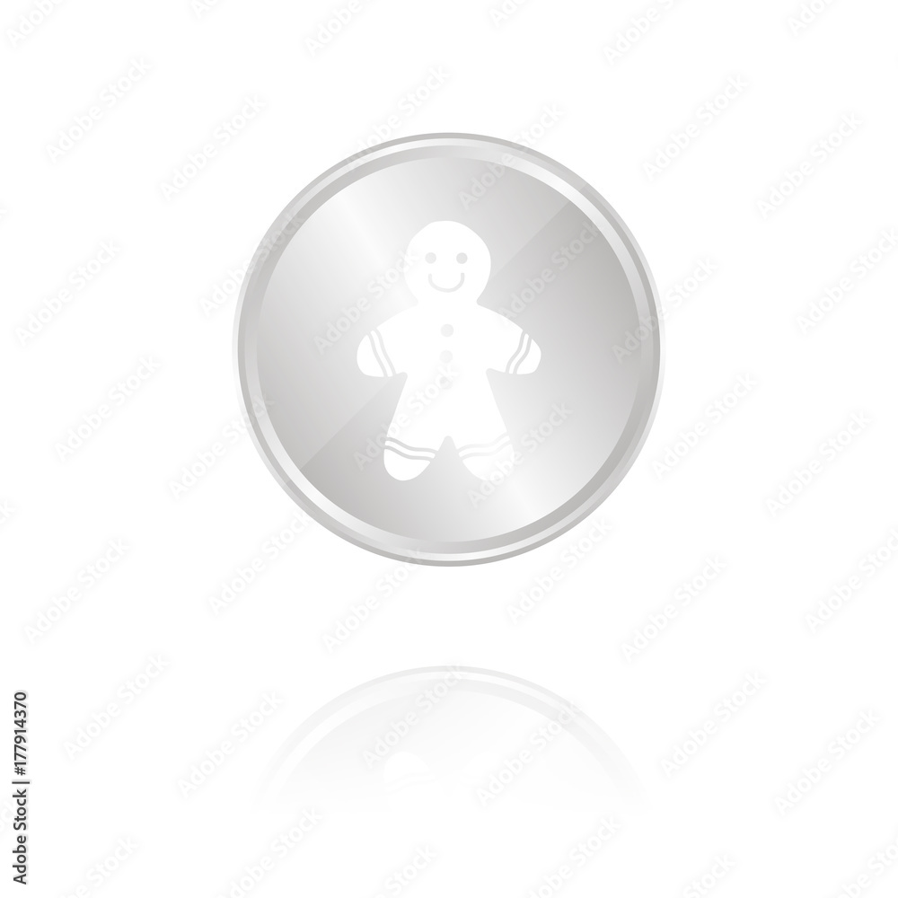 Lebkuchenmann - Silber Münze mit Reflektion Lebkuchenmann - Silber Münze mit Reflektion