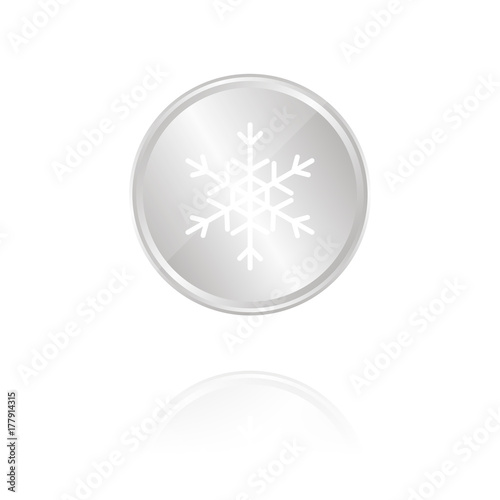 Schneeflocke - Frost - Silber Münze mit Reflektion