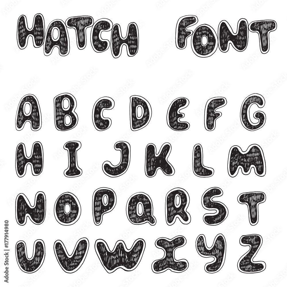 Vector set with alphabet letters sequence from A to Z. Hand drawn ...