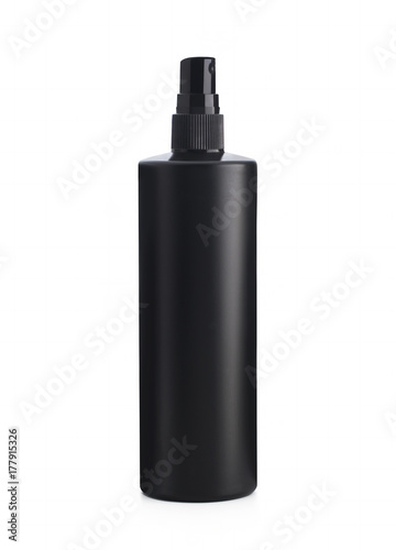 Black container spray bottle isolated on a white background