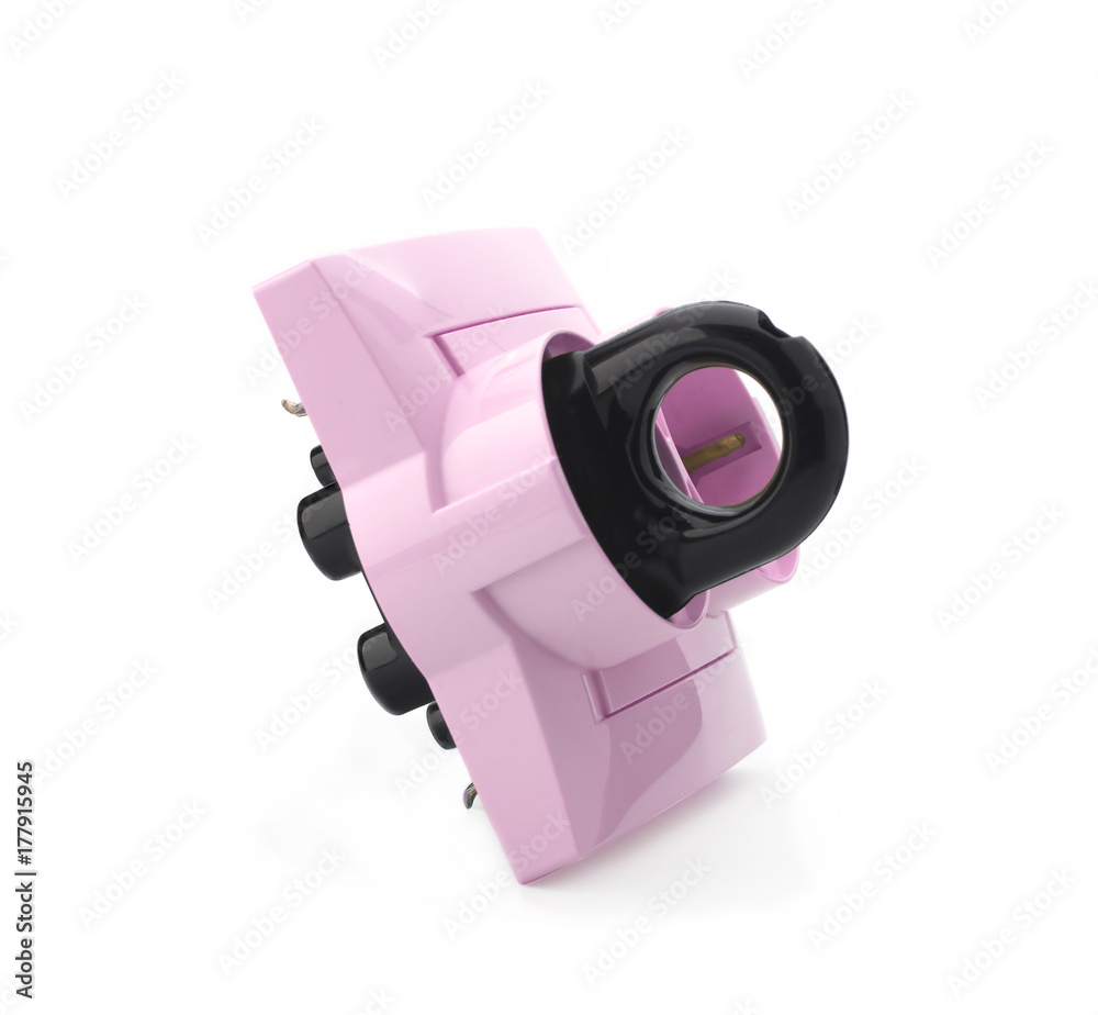 Electrical outlet and plug on a white background