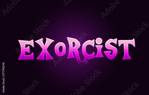 Photos exorcist word 3d text pink background beautiful typography design