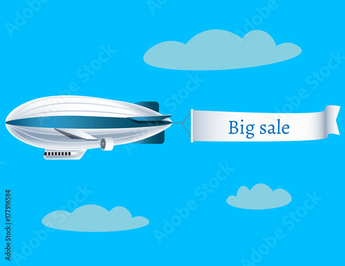 zeppelin airship with banner Big Sale.