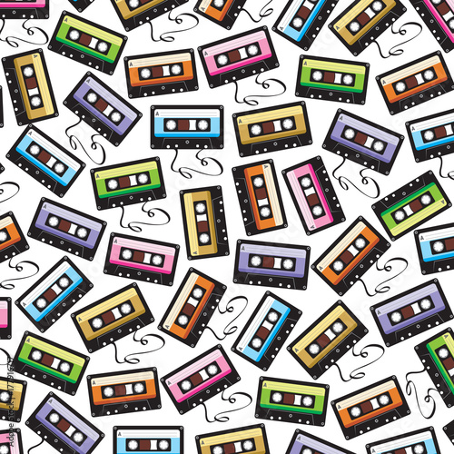 background pattern with audio cassette tape