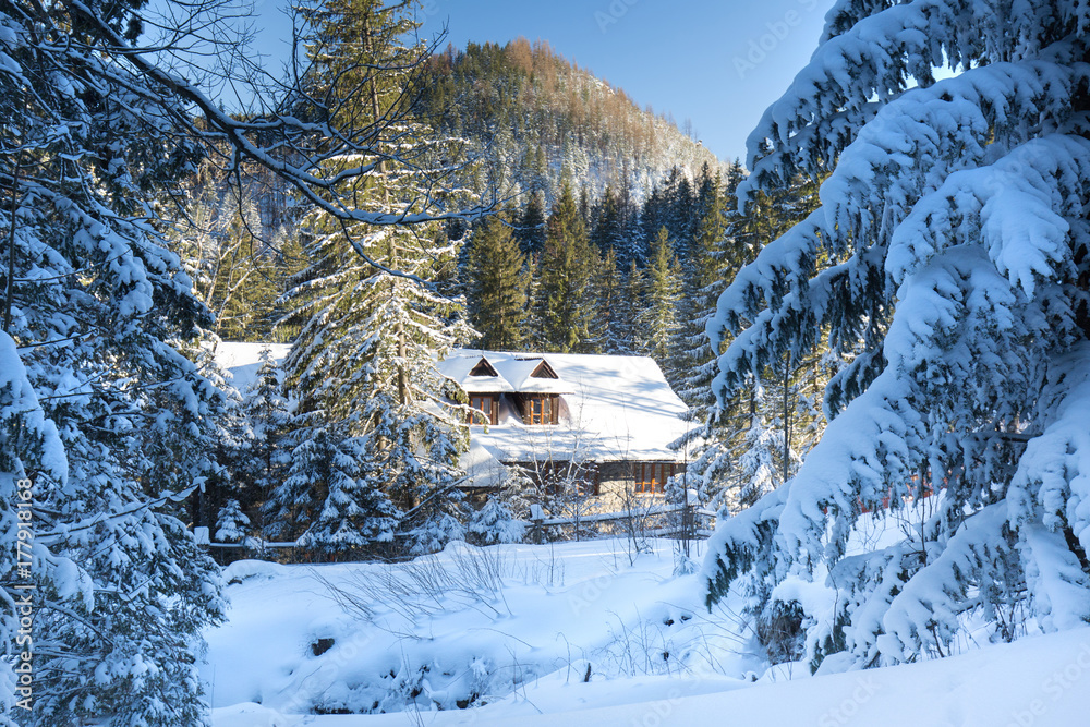 Beautiful scenery of Tatra mountains at snowy winter, Poland Beautiful scenery of Tatra mountains at snowy winter, Poland