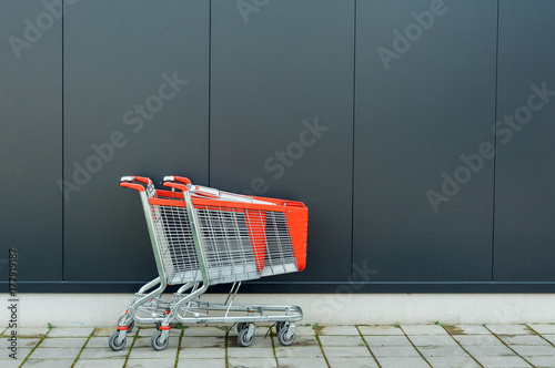 Shopping cart in front of the shopping mall