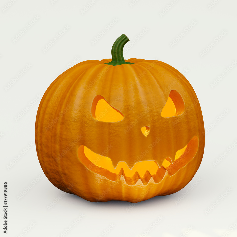 scary halloween pumpkin on the white background sideways scary halloween pumpkin on the white background sideways