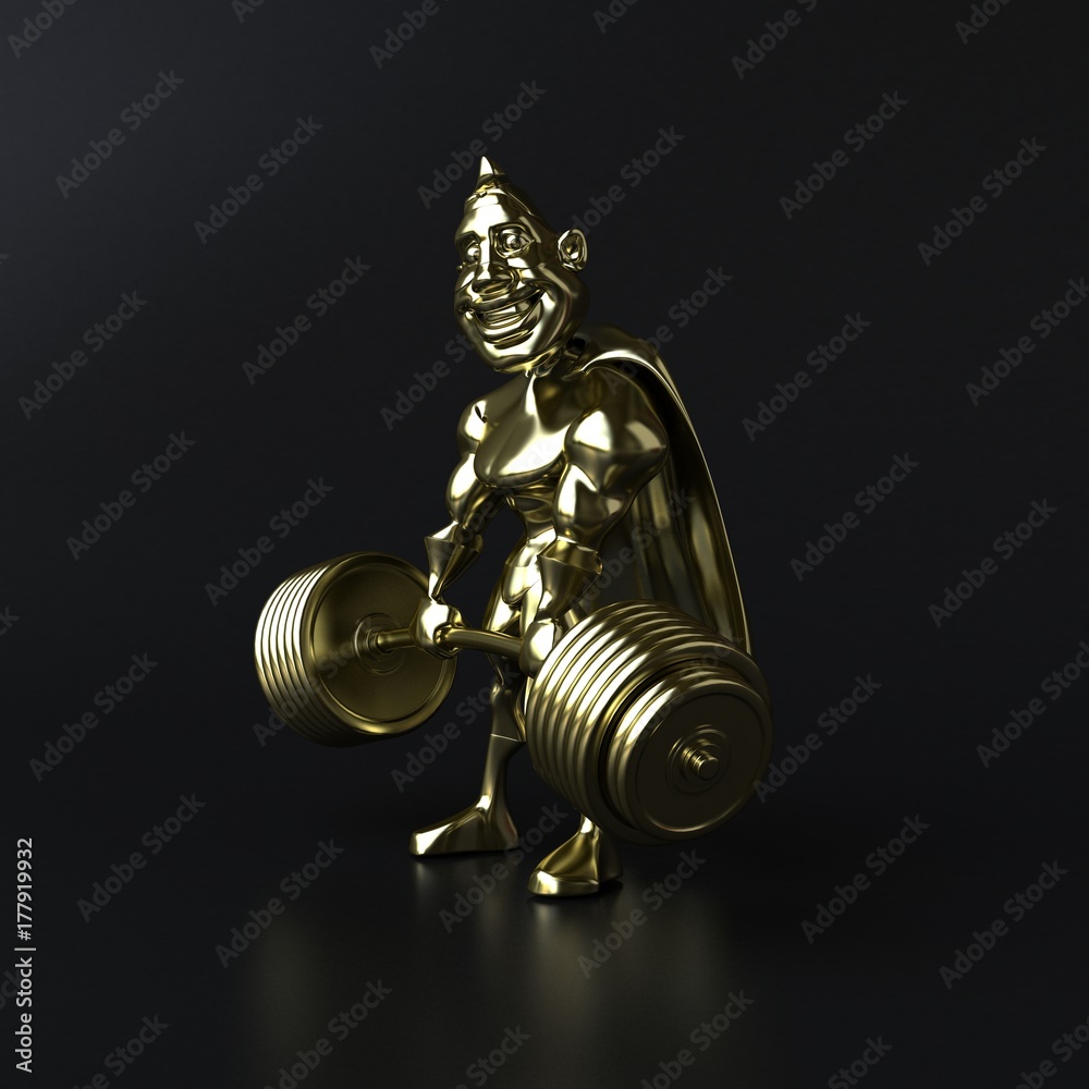 Golden superhero - 3D illustration Golden superhero - 3D illustration