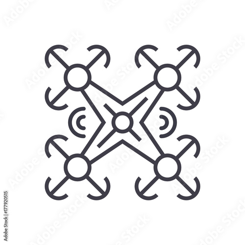 copter line icon, sign, symbol, vector on isolated background