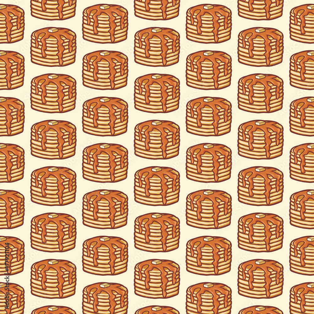 Fotografie background pattern with pancakes with butter and syrup