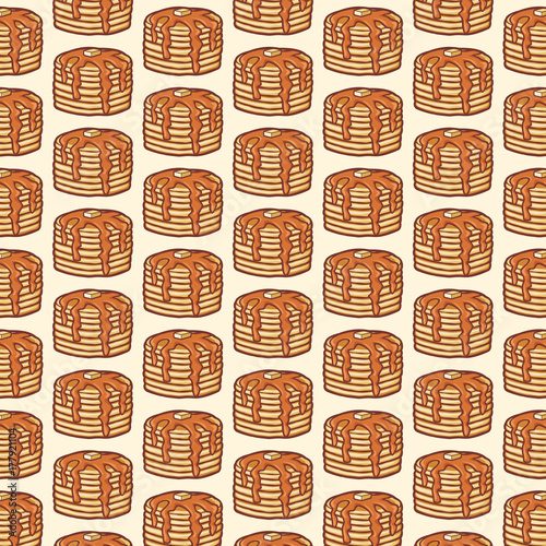 background pattern with pancakes with butter and syrup