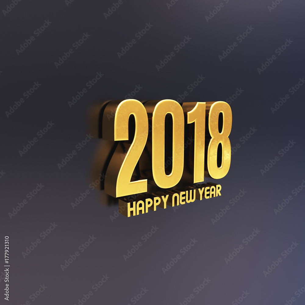 Happy New Year 2018 Text Design 3D Illustration Happy New Year 2018 Text Design 3D Illustration