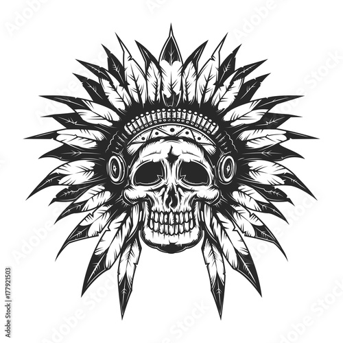 Dead chief skull for creating your own badges, logos, labels, posters etc. Isolated on white