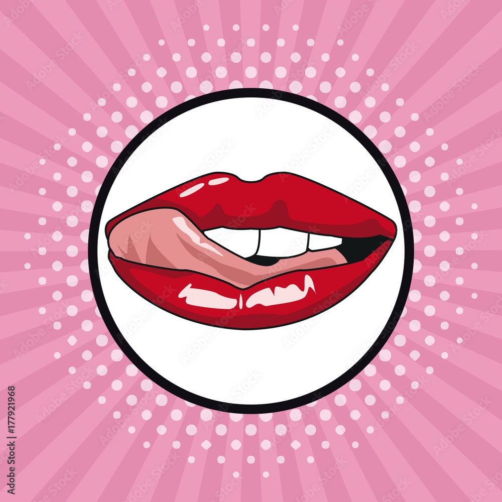 Sexy lips pop art icon vector illustration graphic design Sexy lips pop art icon vector illustration graphic design