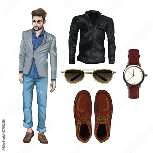 Man fashion clothes and accesories icon vector illustration graphic design