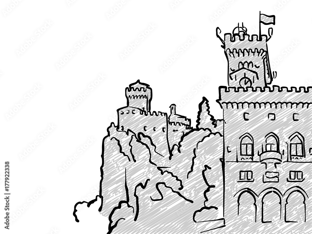 San Marino famous Travel Sketch