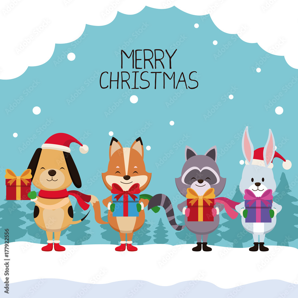 Merry chrismtas card cartoon icon vector illustration graphic design