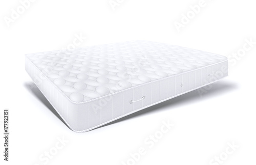 Mattress isolated on white illustration. Orthopedic mattress with beautiful shadow. Soft mattress for healthy sleep. photo