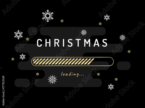 Christmas is coming soon. Christmas loader - vector illustration. Black background.
