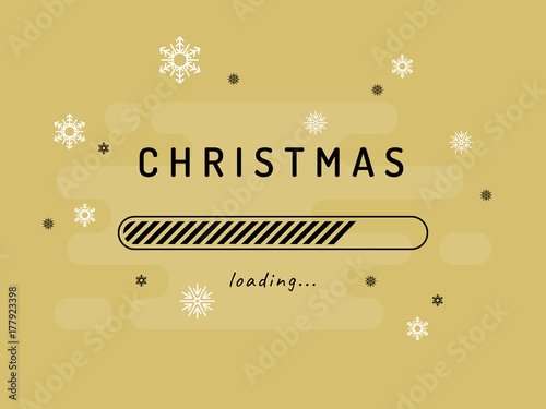 Christmas is coming soon. Christmas loader - vector illustration. Gold background.