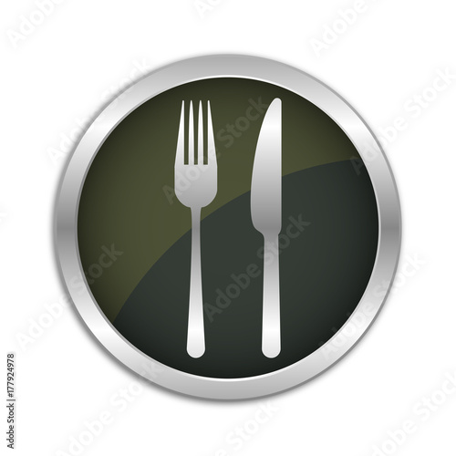 Button Set - dunkel mit silbernem Ring - Messer und Gabel
