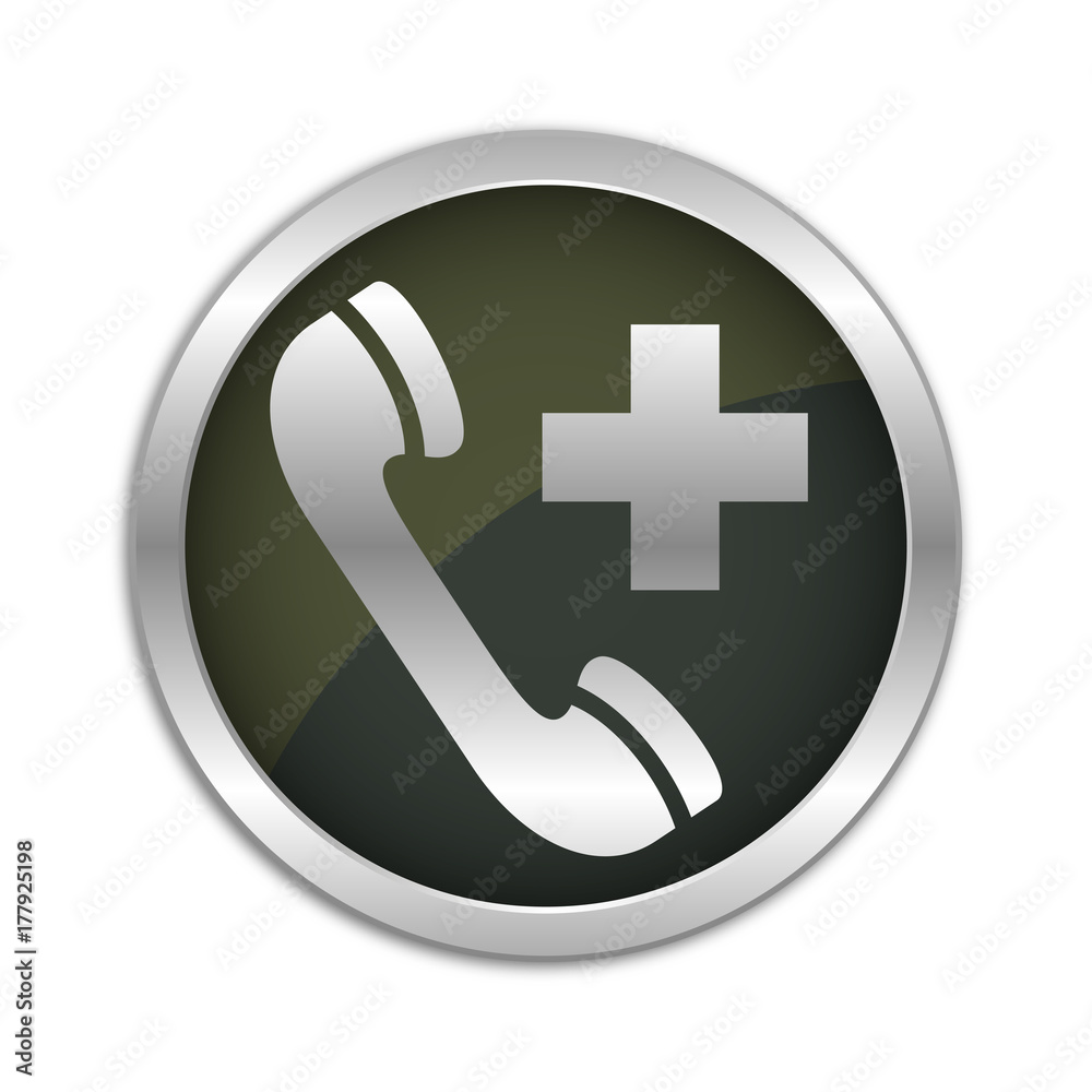 Obraz premium Button Set - dunkel mit silbernem Ring - Notruftelefon