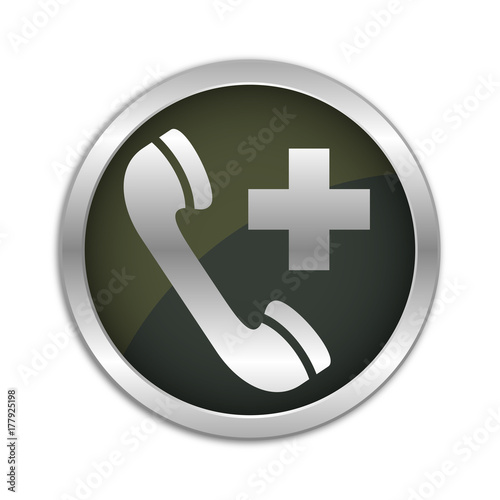 Button Set - dunkel mit silbernem Ring - Notruftelefon