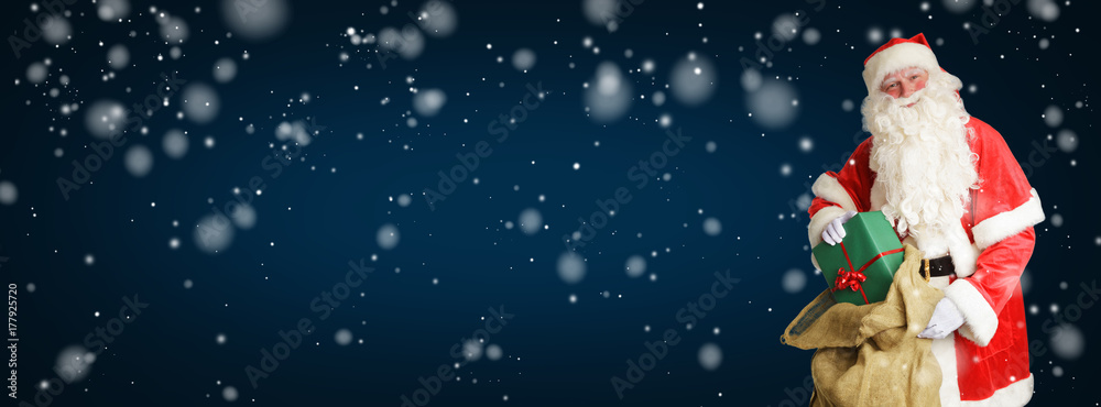 Weihnachtsmann Weihnachten Geschenke Jutesack Schnee Banner