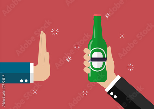 Hand gesture rejection a bottle of beer