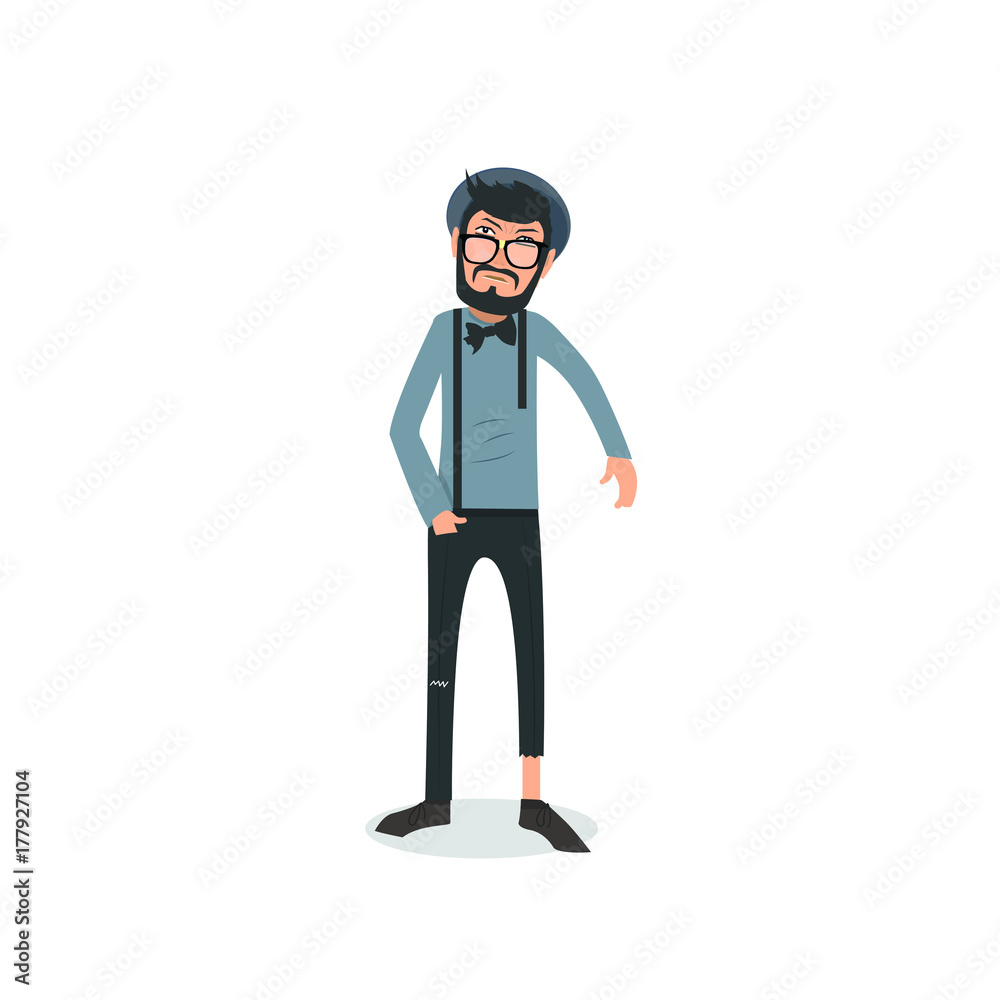 Exhausted and completely wiped out cartoon guy in casual clothes, gesturing. Vector illustration. Modern flat design.