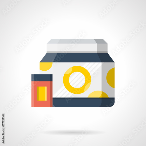 Sports nutrition containers flat color vector icon