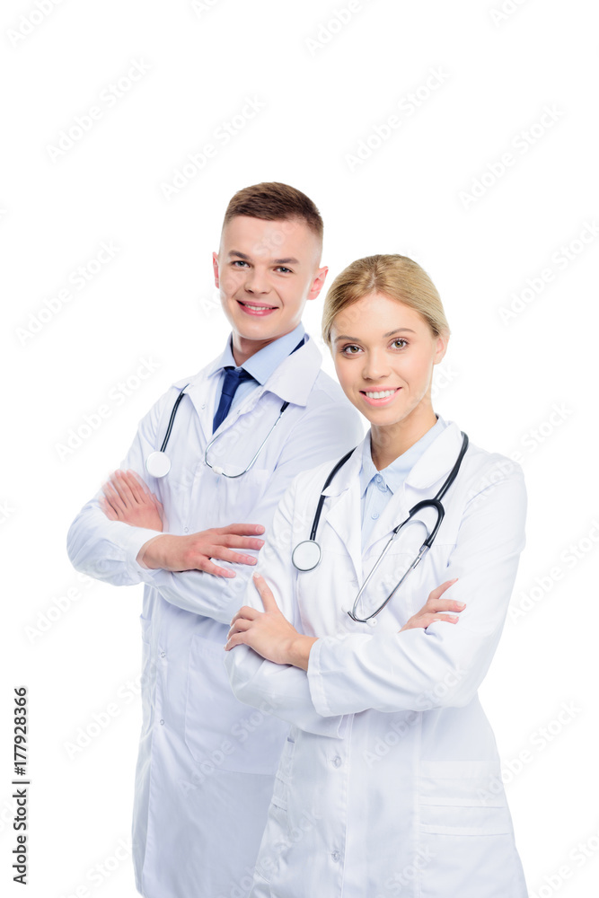 doctors in white coats with stethoscopes doctors in white coats with stethoscopes