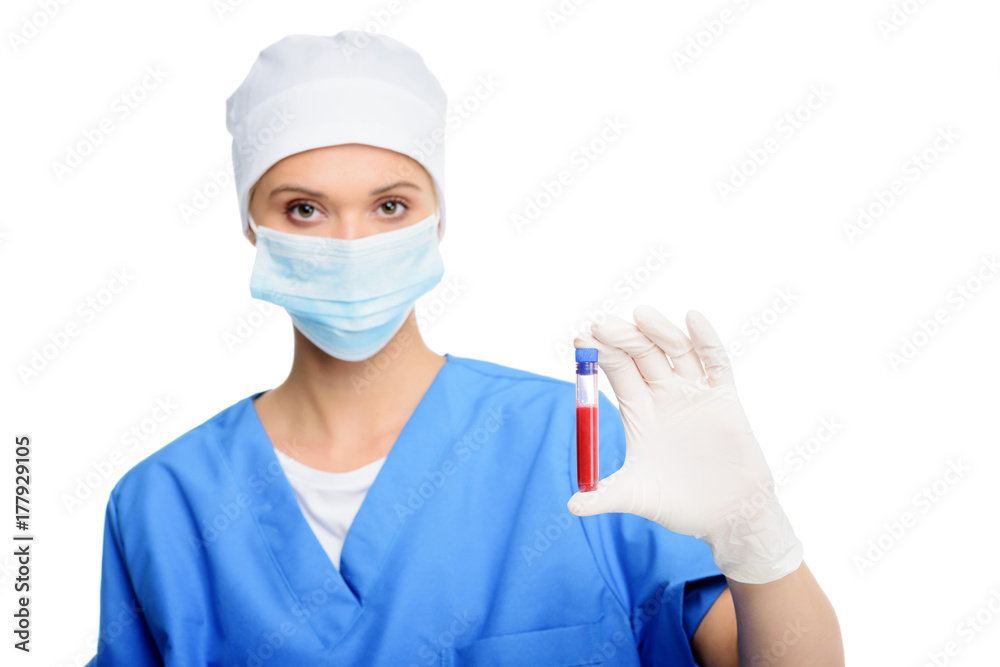 surgeon with blood test surgeon with blood test