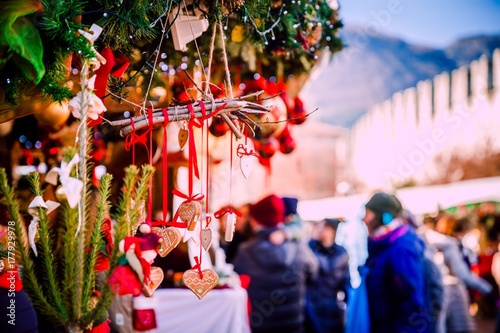 Photography Christmas decorations on Trentino Alto Adige, Italy Christmas market
