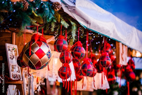Sticker Christmas decorations on Trentino Alto Adige, Italy Christmas market