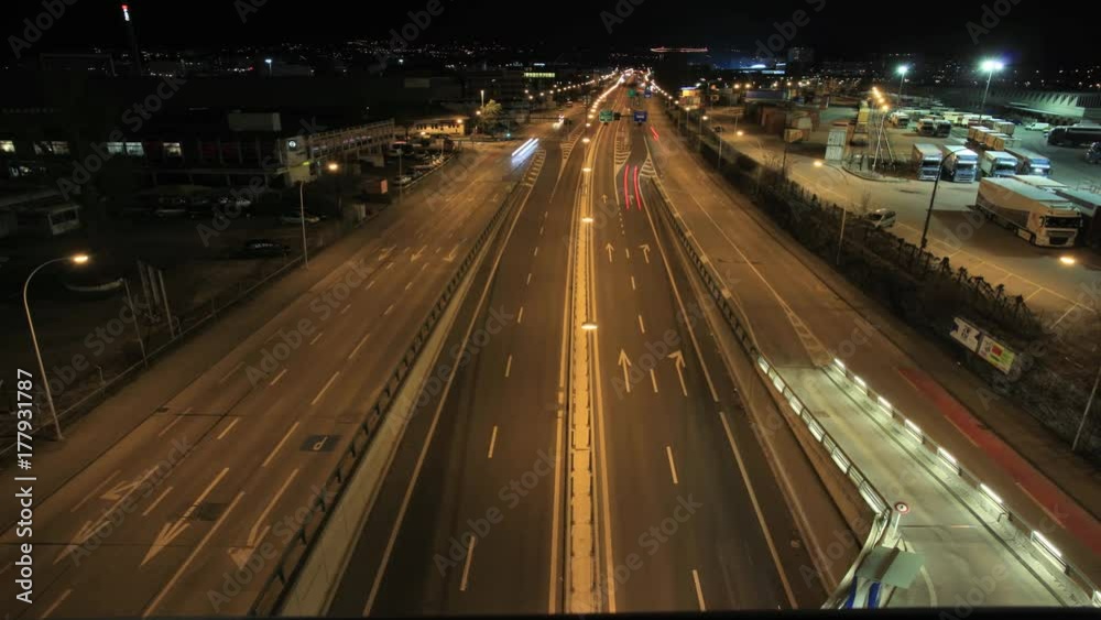 Night Time Lapse Geneva highway