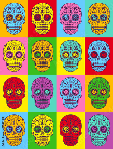 Decorative Pop art sugar skulls