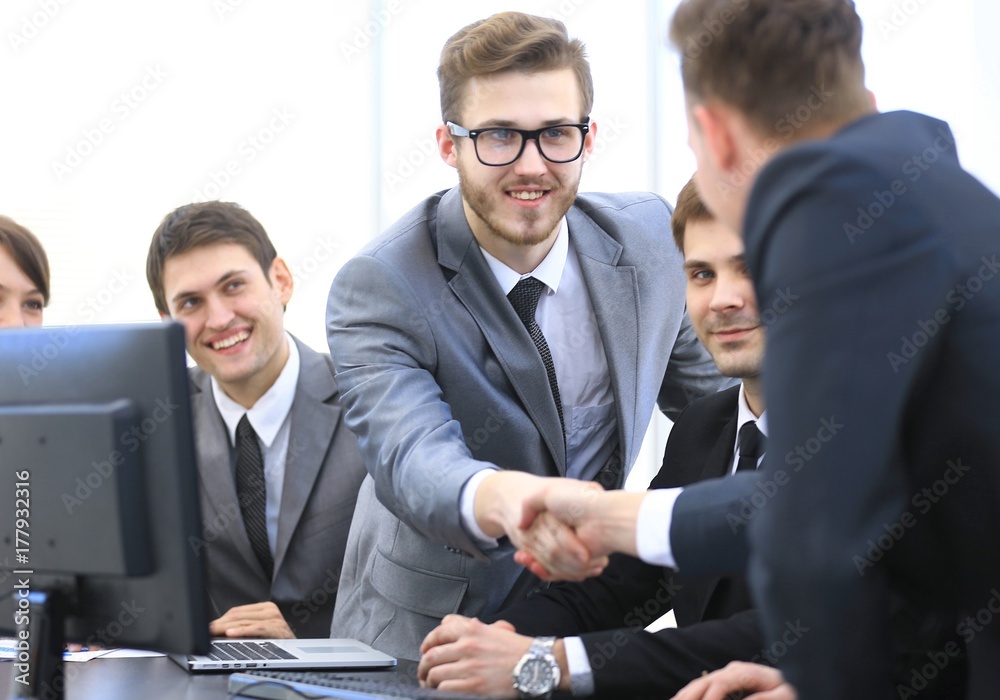 Fototapeta premium handshake business partners at a business meeting