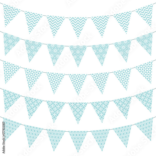 5 Seamless Buntings Pattern Turquoise