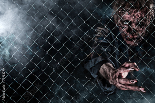 Zombie man, Horror background for halloween concept and book cover ideas with copy space. © Yuliya Ochkan