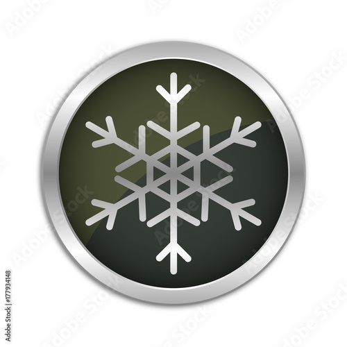 Button Set - dunkel mit silbernem Ring - Schneeflocke