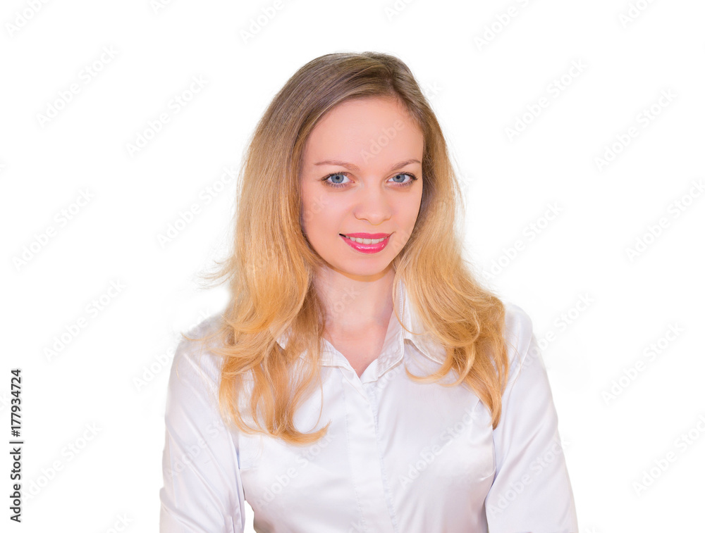 Blonde in the style business. Isolated on a white background. Mockup Blonde in the style business. Isolated on a white background. Mockup
