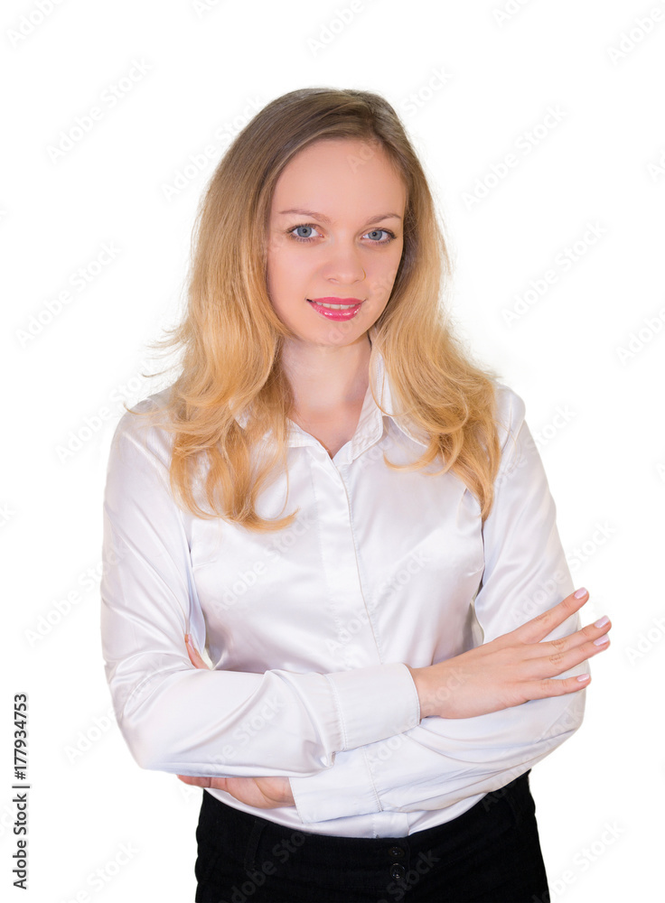 Blonde in the style business. Isolated on a white background. Mockup Blonde in the style business. Isolated on a white background. Mockup