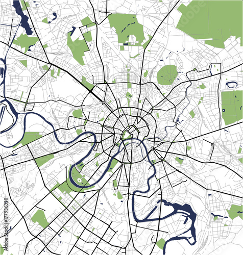 Photo illustration map of the city of Moscow, Russia