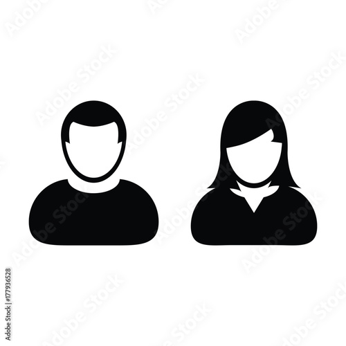 People Icon Vector Male and Female Sign of User Person Profile Avatar Symbol in Glyph Pictogram illustration