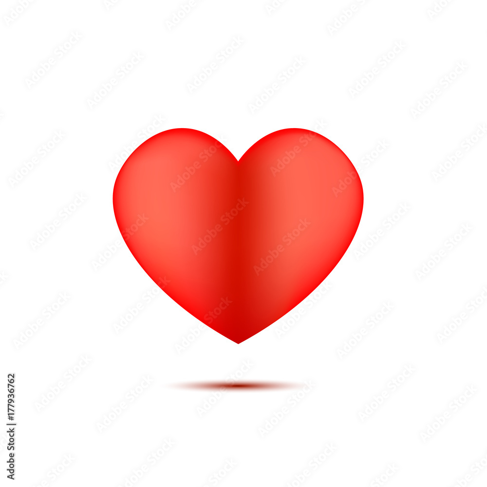 Red heart icon illustration isolated on white