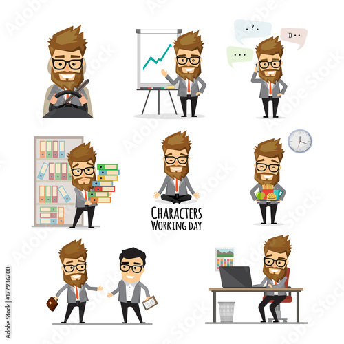 Businessman working day infographic elements