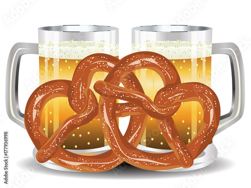 Cartoon Pretzel with Beer