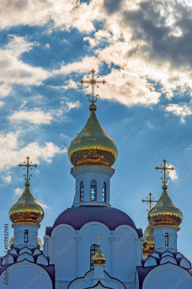 Beautiful Orthodox church against blue sky