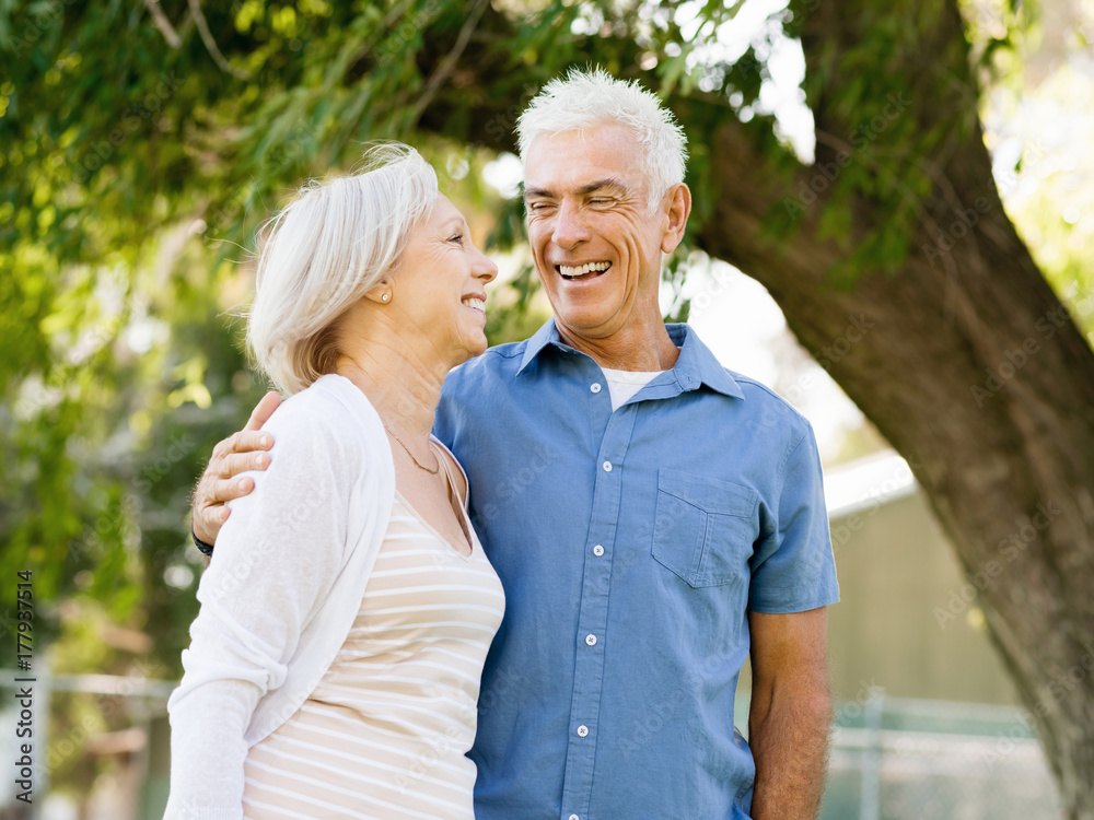 Senior couple relaxing in park